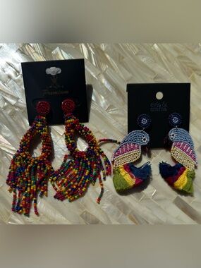 Beaded Multicolor Fringe Statement Earrings - Evie & Emma